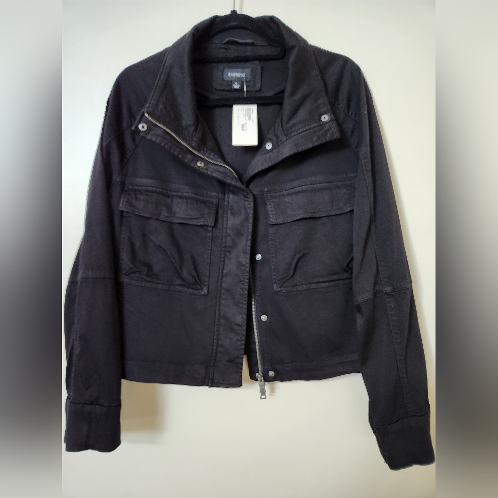 Evereve Rocky Two Pocket Utility Women's Black Jacket Large NWT